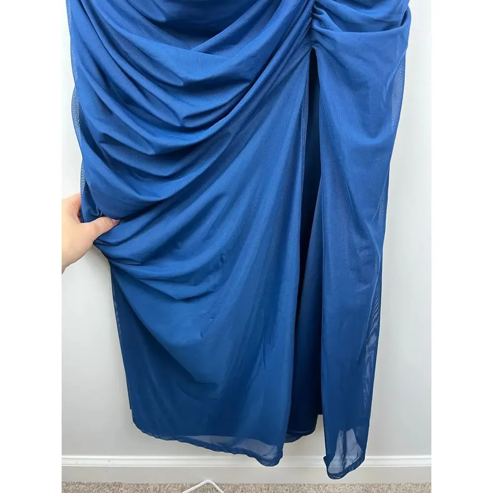Abercrombie Mesh Off The Shoulder Ruched Draped Maxi Dress Formal Evening XLP